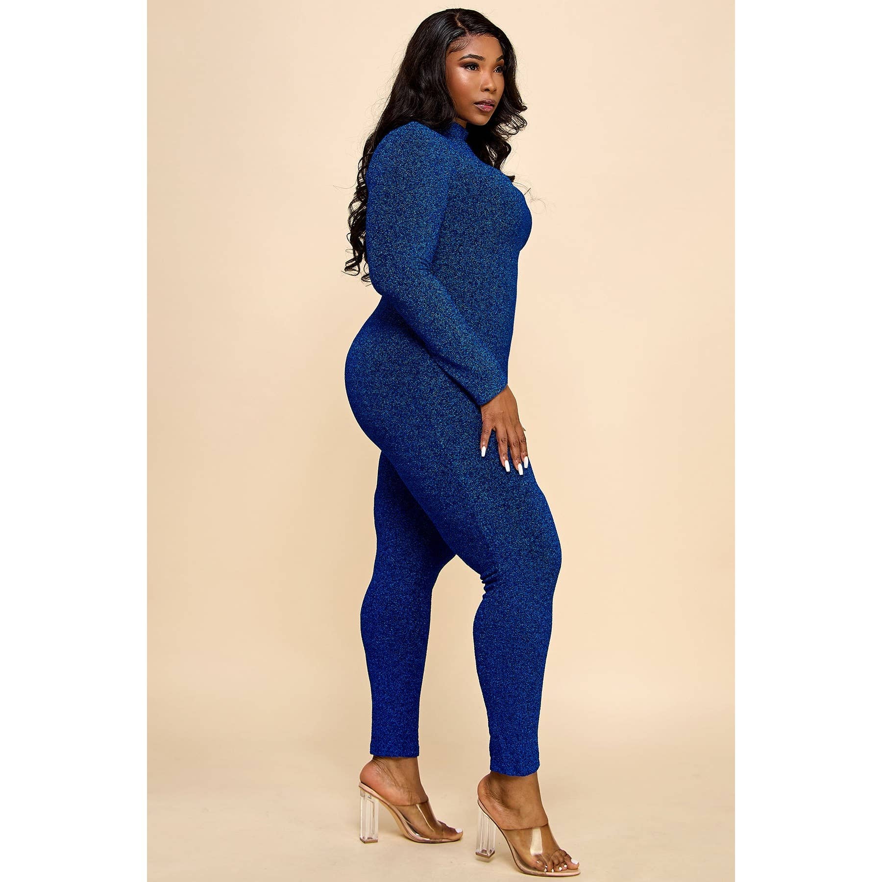 omgstyles – wholesale Jumpsuit - Dam – PLUS GLITTRANDE JUMPSUIT MED MOCKHALSRINGNING3