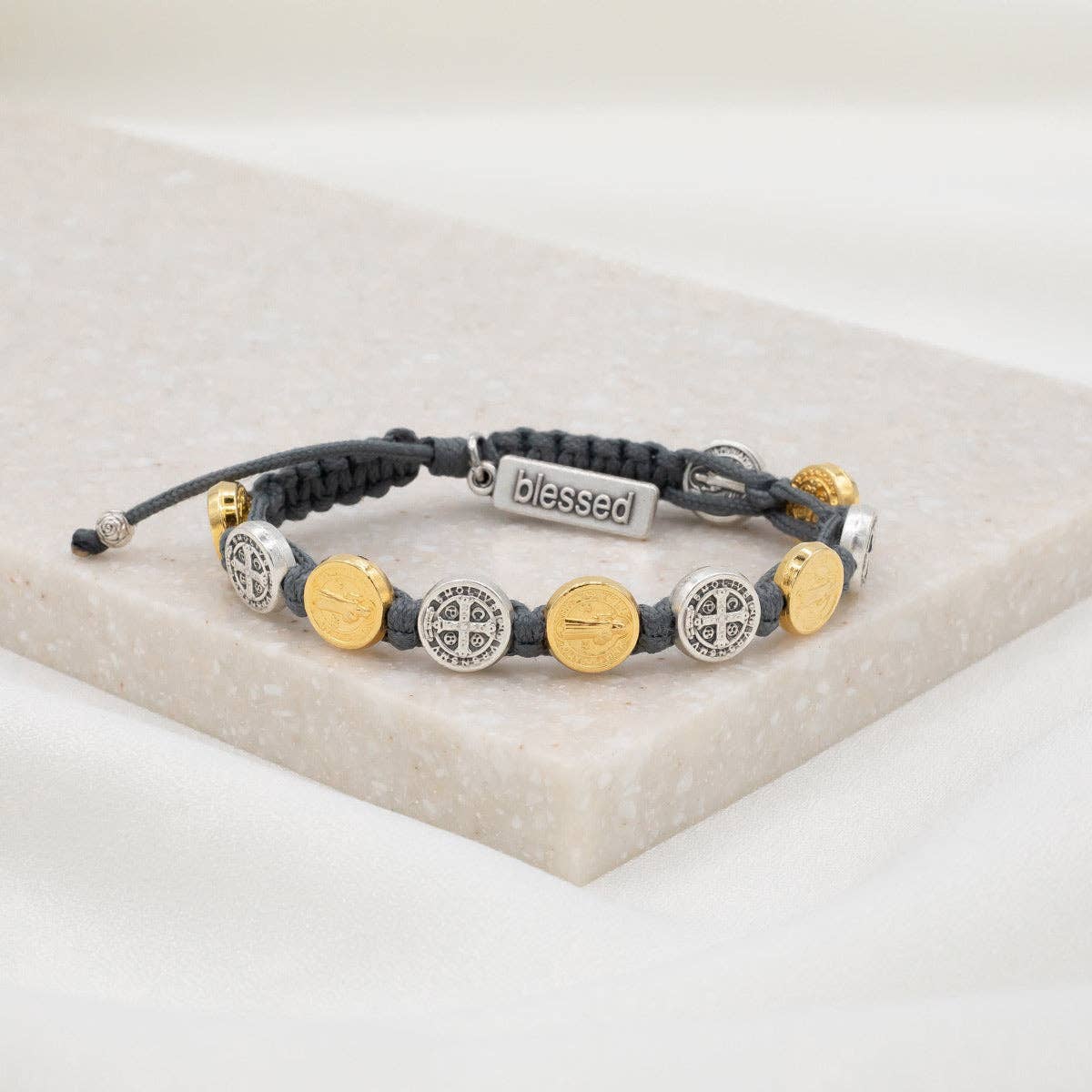 My Saint My Hero - Wholesale Beaded Bracelet - Benedictine Blessing Bracelet - Mixed Metals3