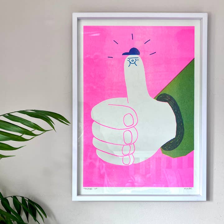 A3 Riso Print - Thumbs Up for wholesale by Rebecca Buchanan