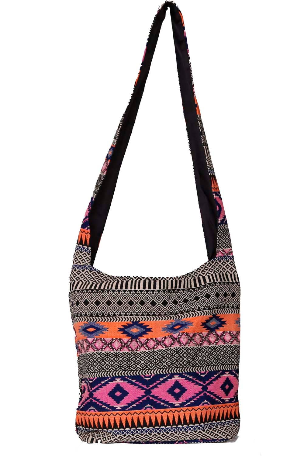 Sunshine Joy – Großhandel Umhängetasche - Damen – Hobo-Tasche mit Jacquard-Reißverschluss Rosa/Orange2