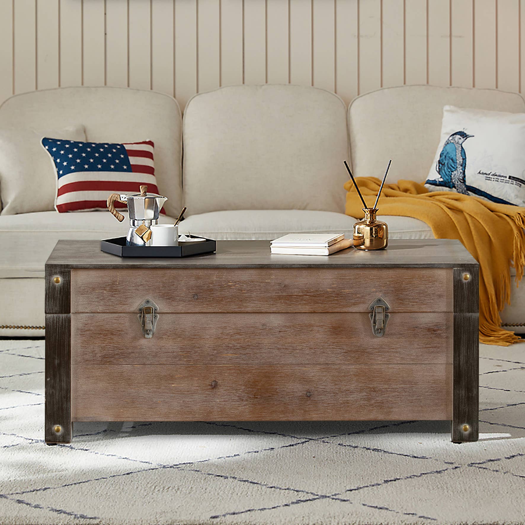 Quickway Imports - Wholesale Bench - Vintiquewise Wooden Storage Trunk Bench2