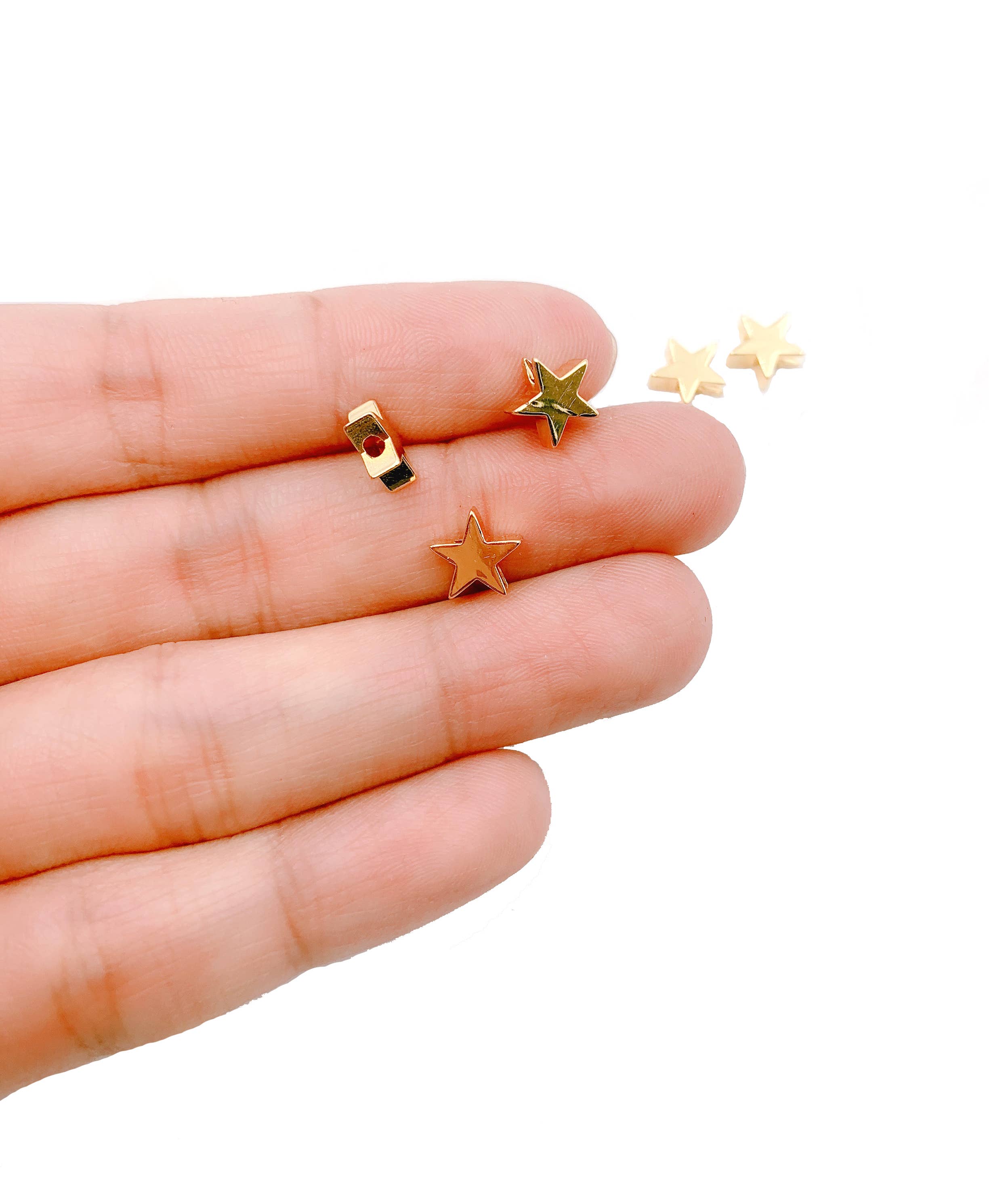 findings4uGem - Wholesale Individual charm/pendant - Dainty Gold Filled Star Bead, Star Charm Spacer Beads, BD0494