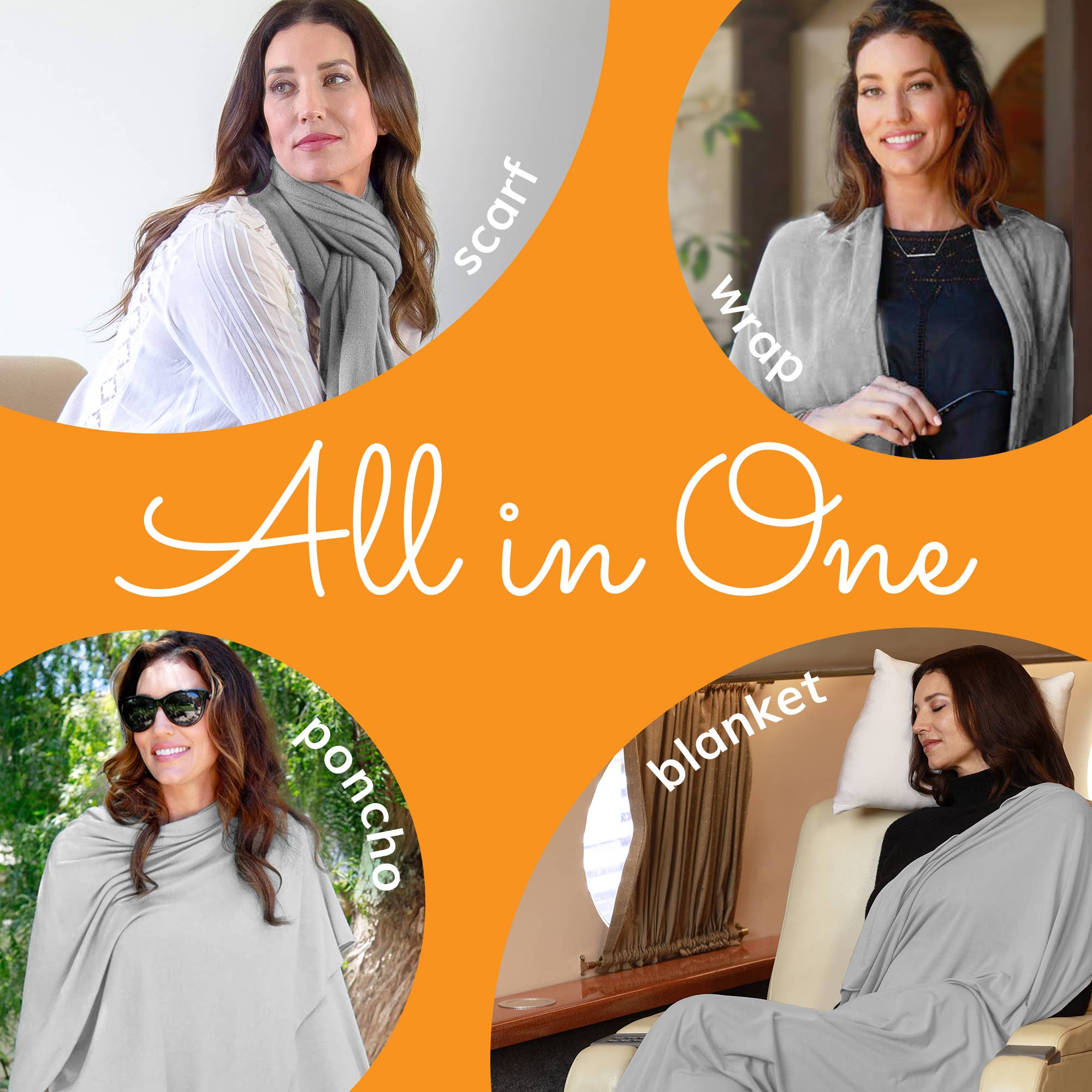 HappyLuxe - Wholesale Omslagdoek - Dames - De Wayfarer Travel Wrap in Eco Cashmere Heather Grey1
