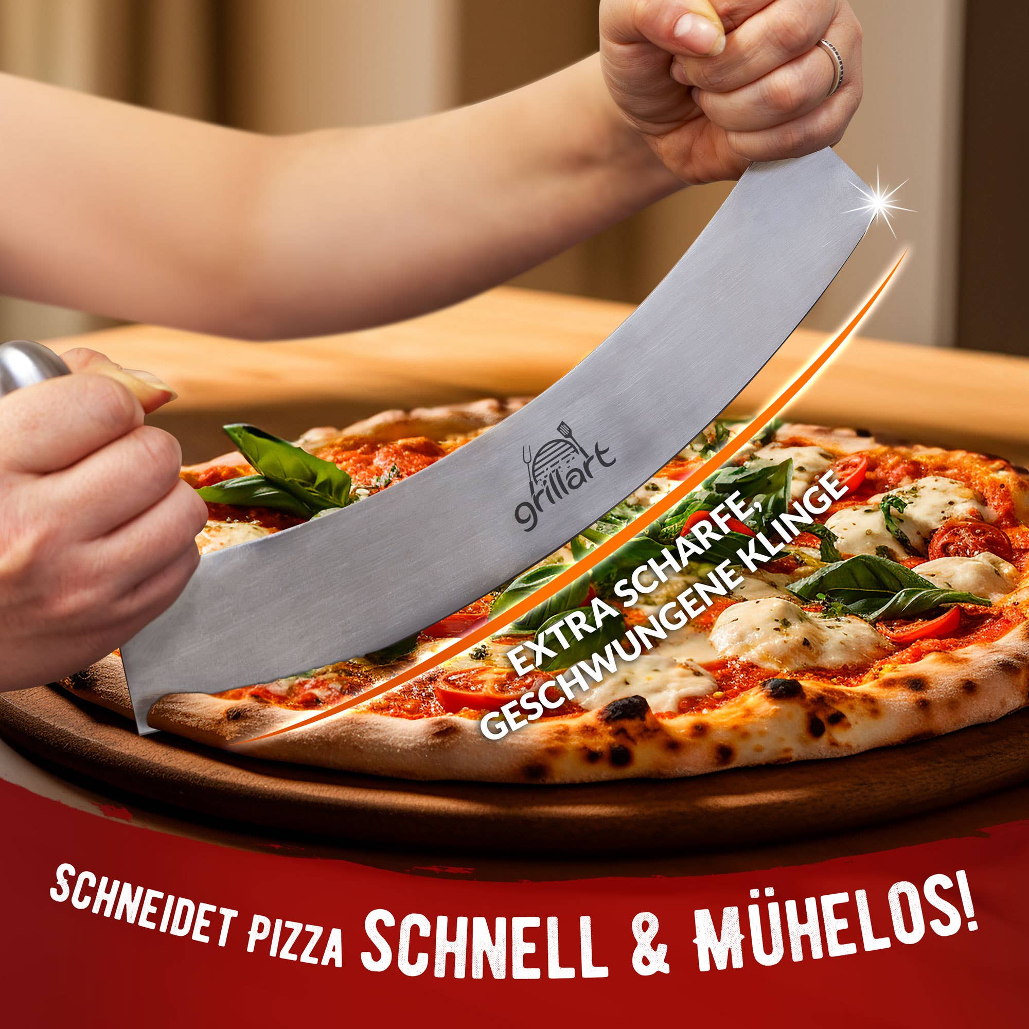grillart® - Wholesale Pizza Wheel - Premium pizza cutter: Extra sharp stainless steel pizza slicer7