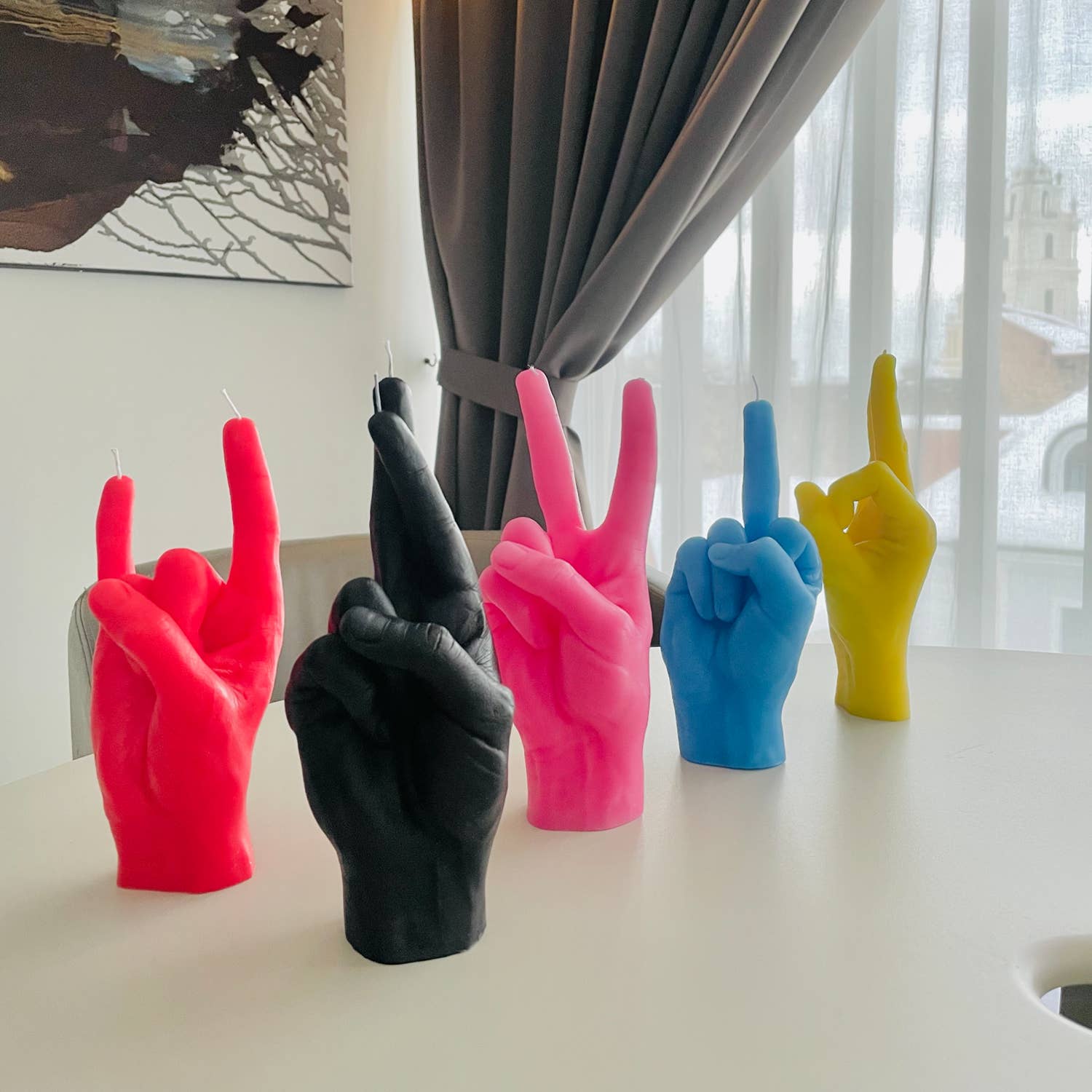 CandleHand (Free Duties for US) - Wholesale Novelty Candle - Peace Candle - 8''Tall - Realistic Skin Texture - 2 Wicks1