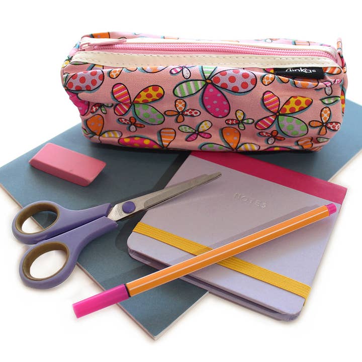 Powell Creative Products Ltd - Wholesale Pencil Case/Pouch - Pencil Case For Girls Canvas Pencil Pouch Butterfly Pink