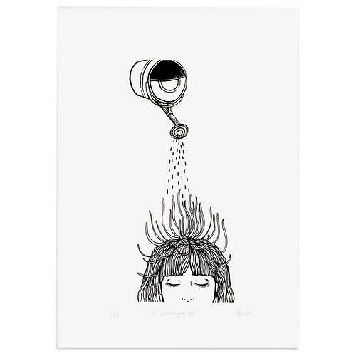 Limited Edition screen print Let yourself grow, girl for wholesale by amesea