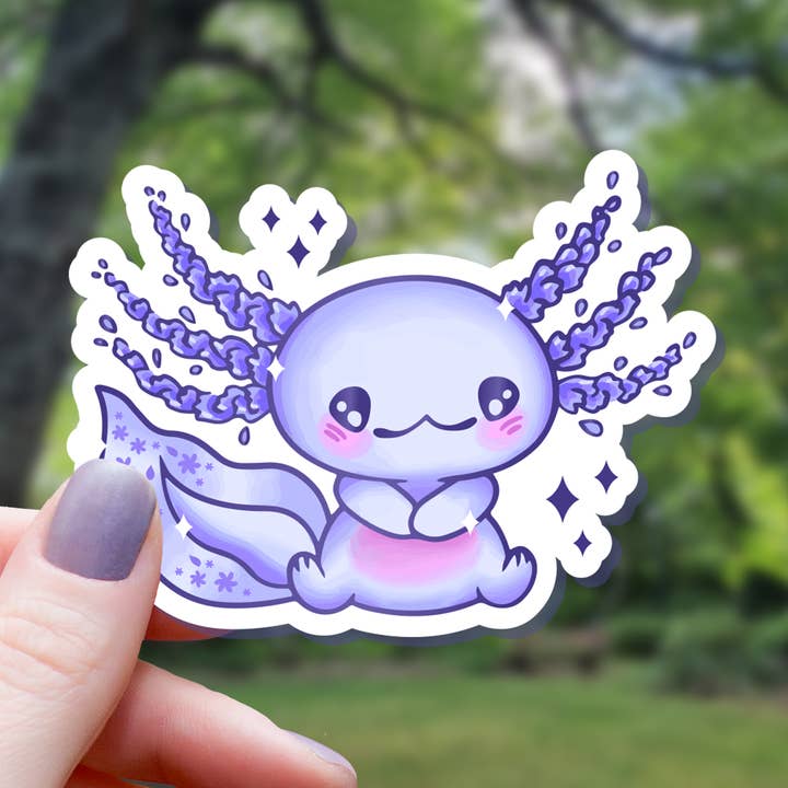 Mimic Gaming Co – wholesale Sticker – Kawaii Blue Sitting Axolotl Sticker - 3"0