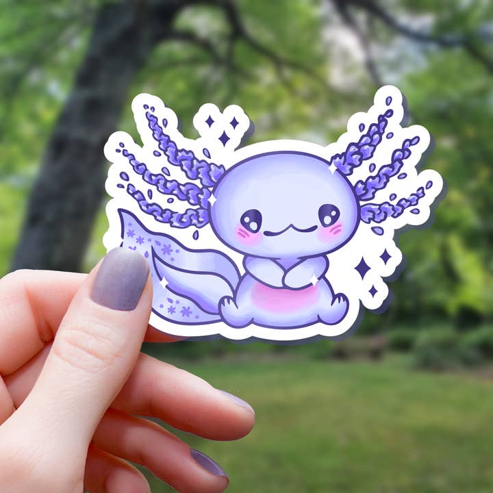 Mimic Gaming Co - Wholesale Sticker - Kawaii Blue Sitting Axolotl Sticker - 3"