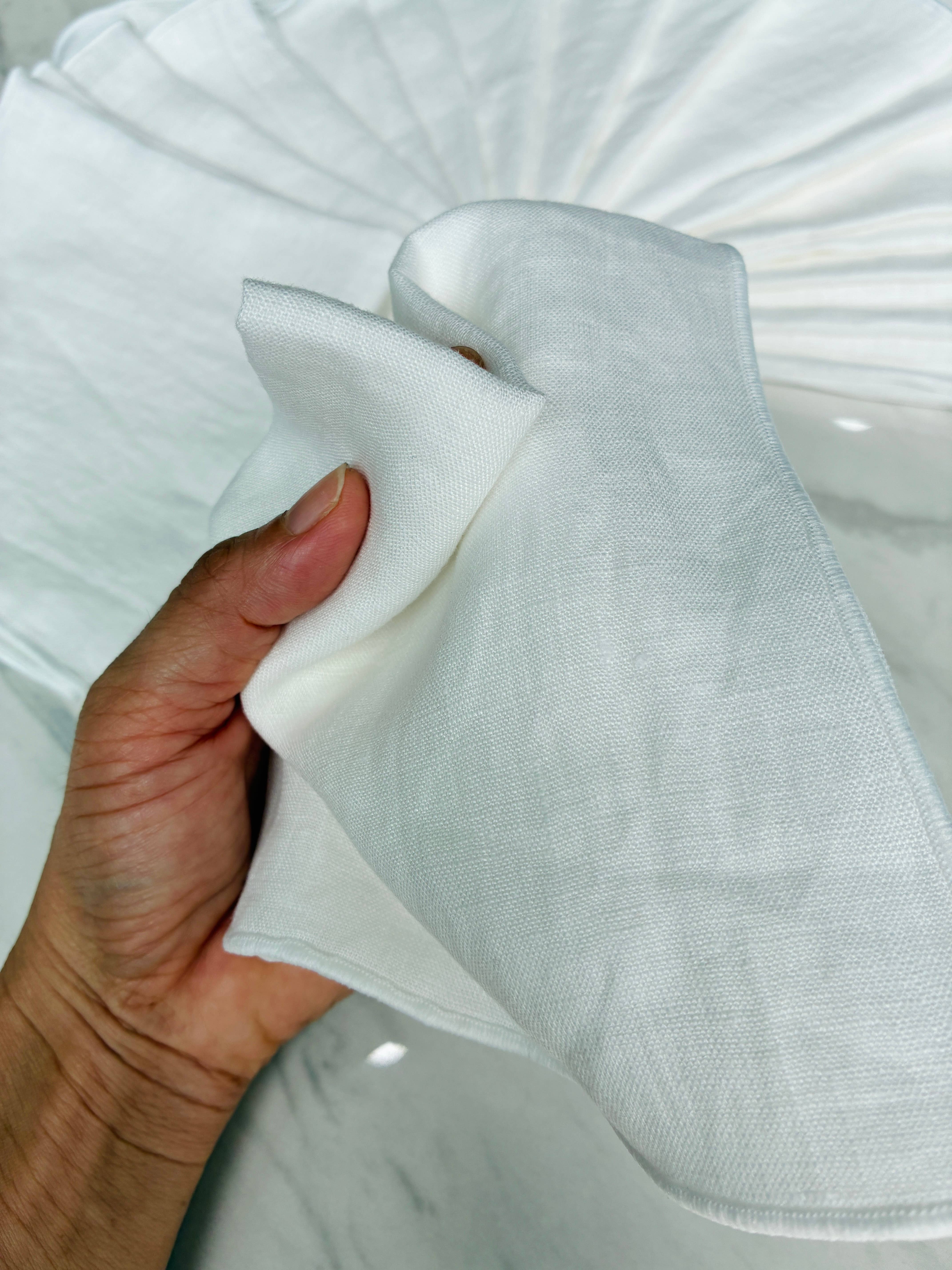 Belle Linen – wholesale Näsduk - Unisex – 100% Premium Vit Linne Näsduk Servett Handduk1