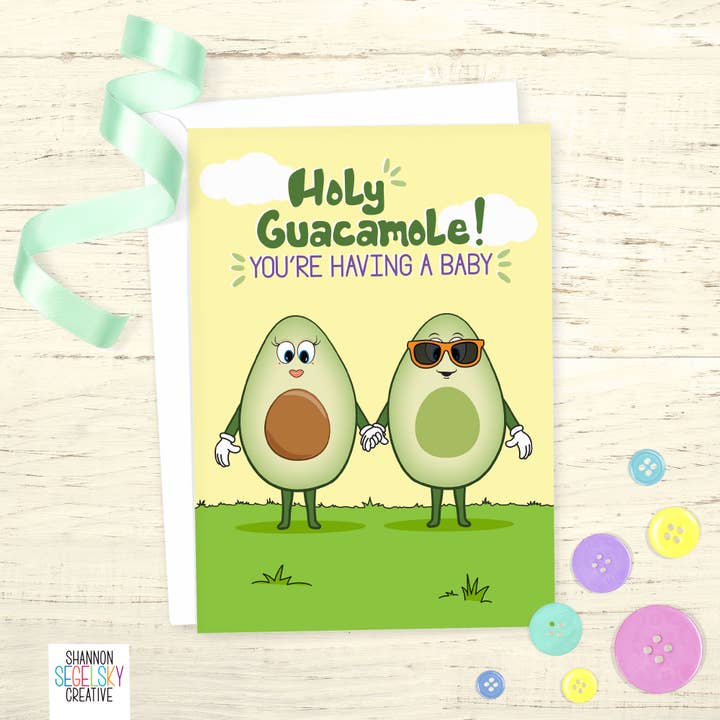 Shannon Segelsky Creative - Wholesale Baby Card - Holy Guacamole! You're Having a Baby - Baby Shower Card2