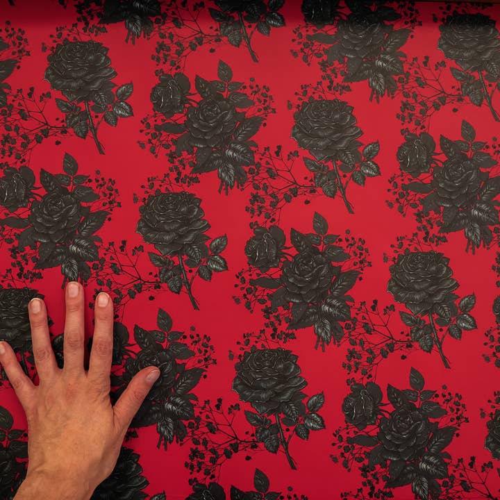 Asunder Bazaar - Wholesale Wrapping Paper Roll - Gothic Maximalist Roses Wrapping Paper Set 3 Sheet Roll4