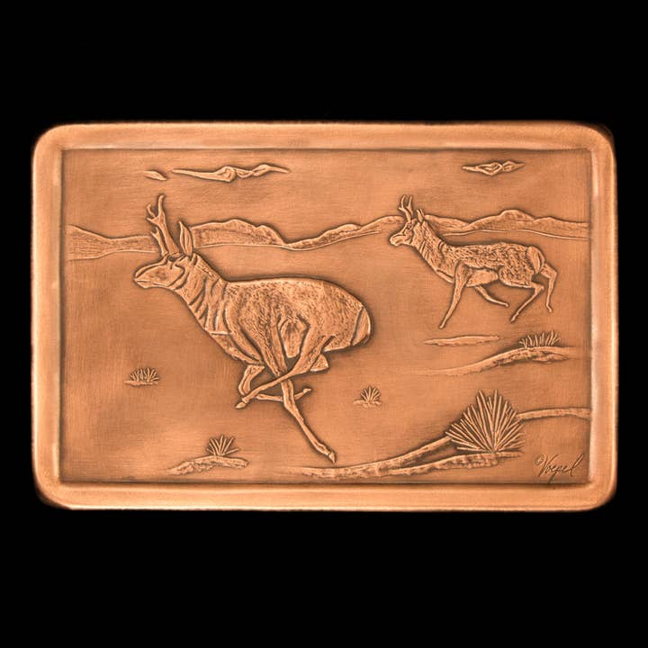 Pronghorn, Antelope Tile, 6" x 9" x 1/4", PAT69 for wholesale by Copper Art Tiles