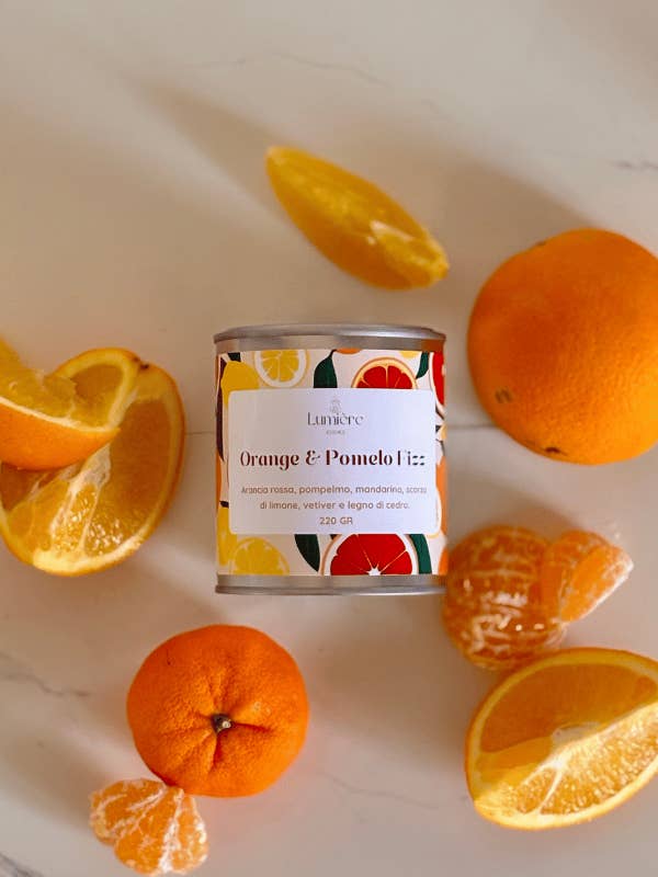 Natuurlijke kaars – Sinaasappel&Pomelo Fizz 220g | Lumière Essence voor wholesale door Kit Little Garden