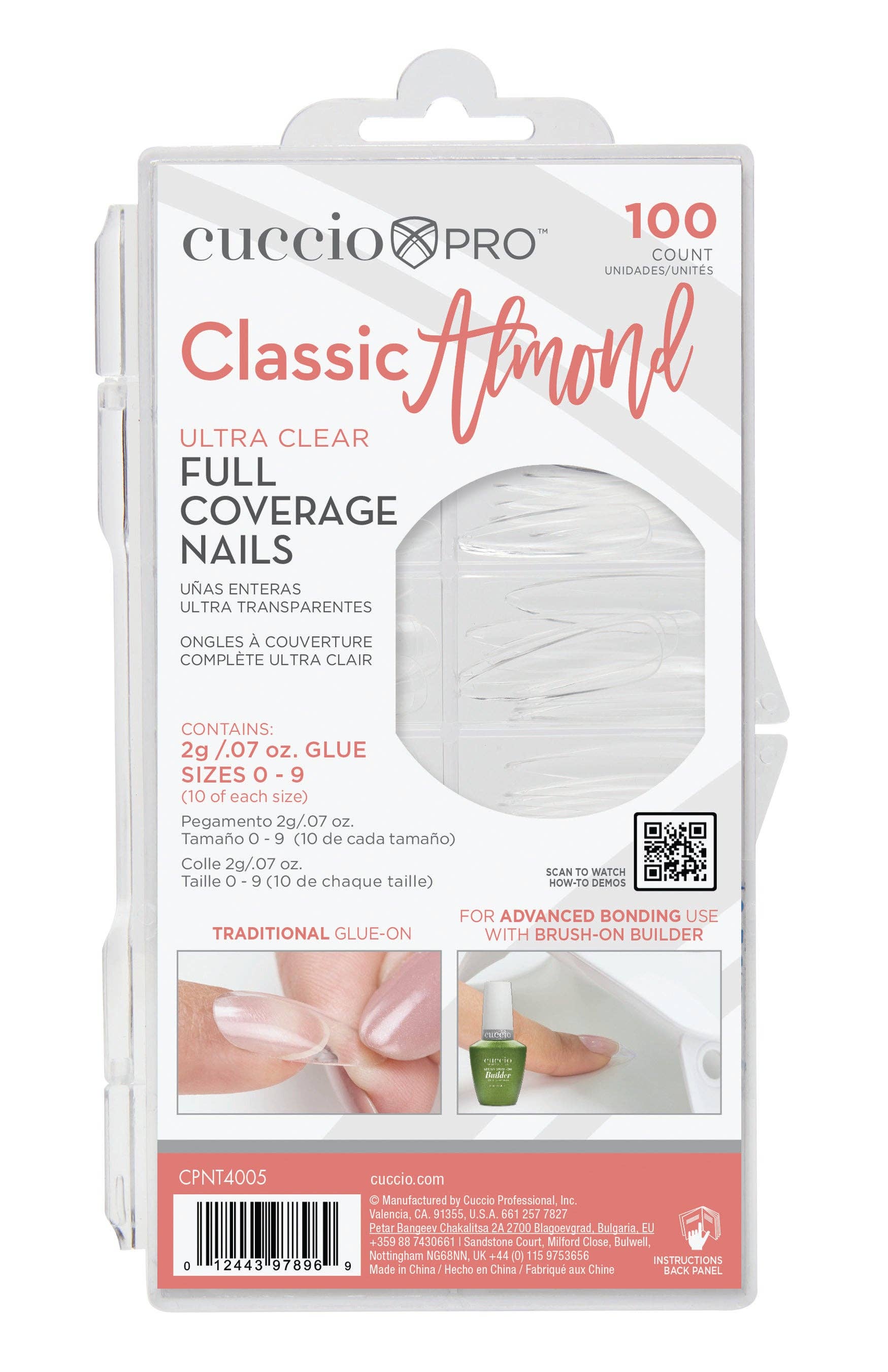 Cuccio - Wholesale Press-on/fake nails - Full Coverage Nail Tips - Classic Almond - 100 Count0