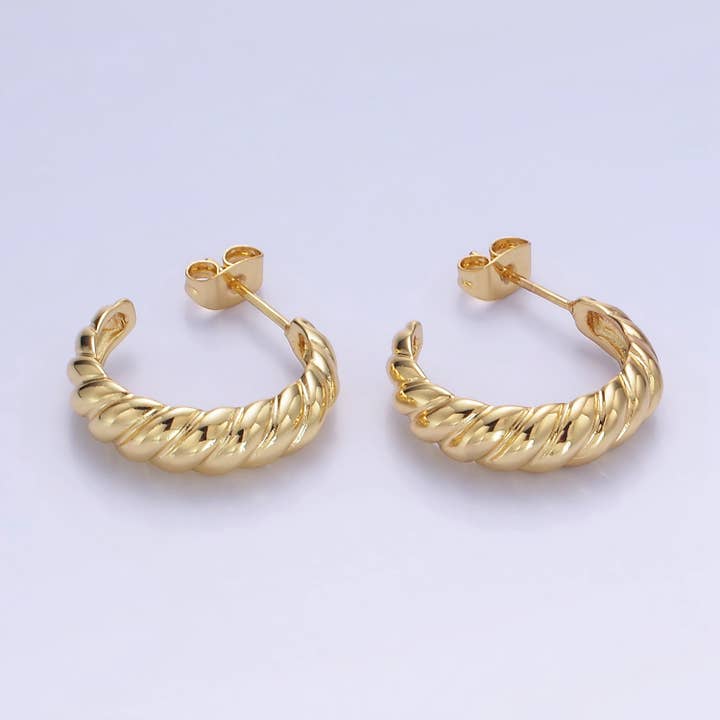 Aim Eternal - Wholesale Hoop Earrings - 14K Gold Filled 22mm Croissant C-Shaped Hoop Earrings