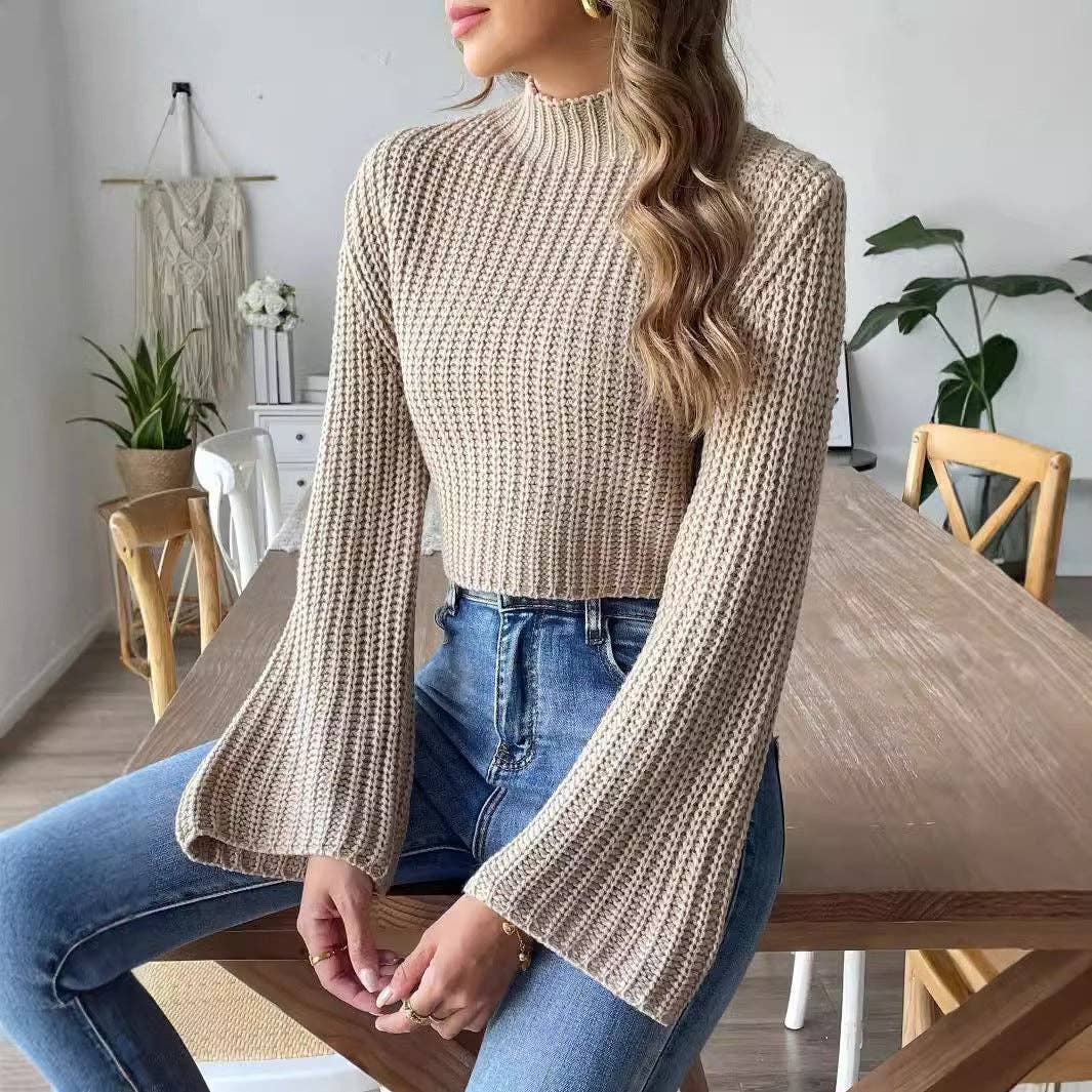 safistyle - Wholesale Knit Sweater - Women's - Women’s Flared Sleeve Half-High Neck Sweater6