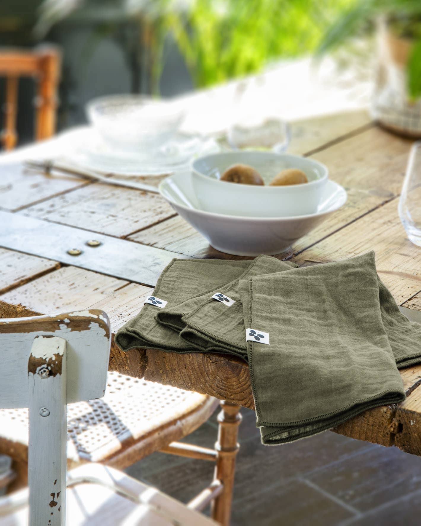 L'effet Papillon - Vendita all'ingrosso Tovaglioli da tavola in stoffa - Set di 3 tovaglioli in garza di cotone 40 x 40 cm GAÏA Rosemary1