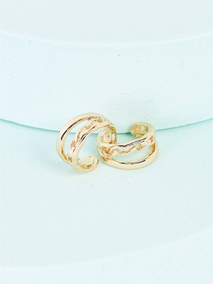 Kleine gouden gestructureerde gekoppelde hoepel Helix oorclips voor wholesale door Tasha Apparel Wholesale