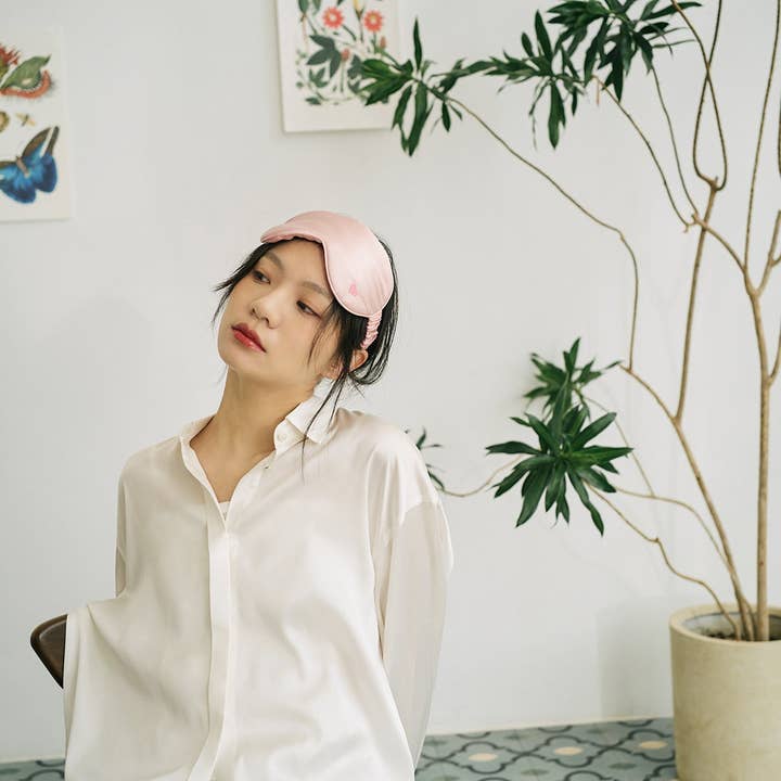 “Love Heart” Silk Sleep Eye Mask - Pink for wholesale on Faire4