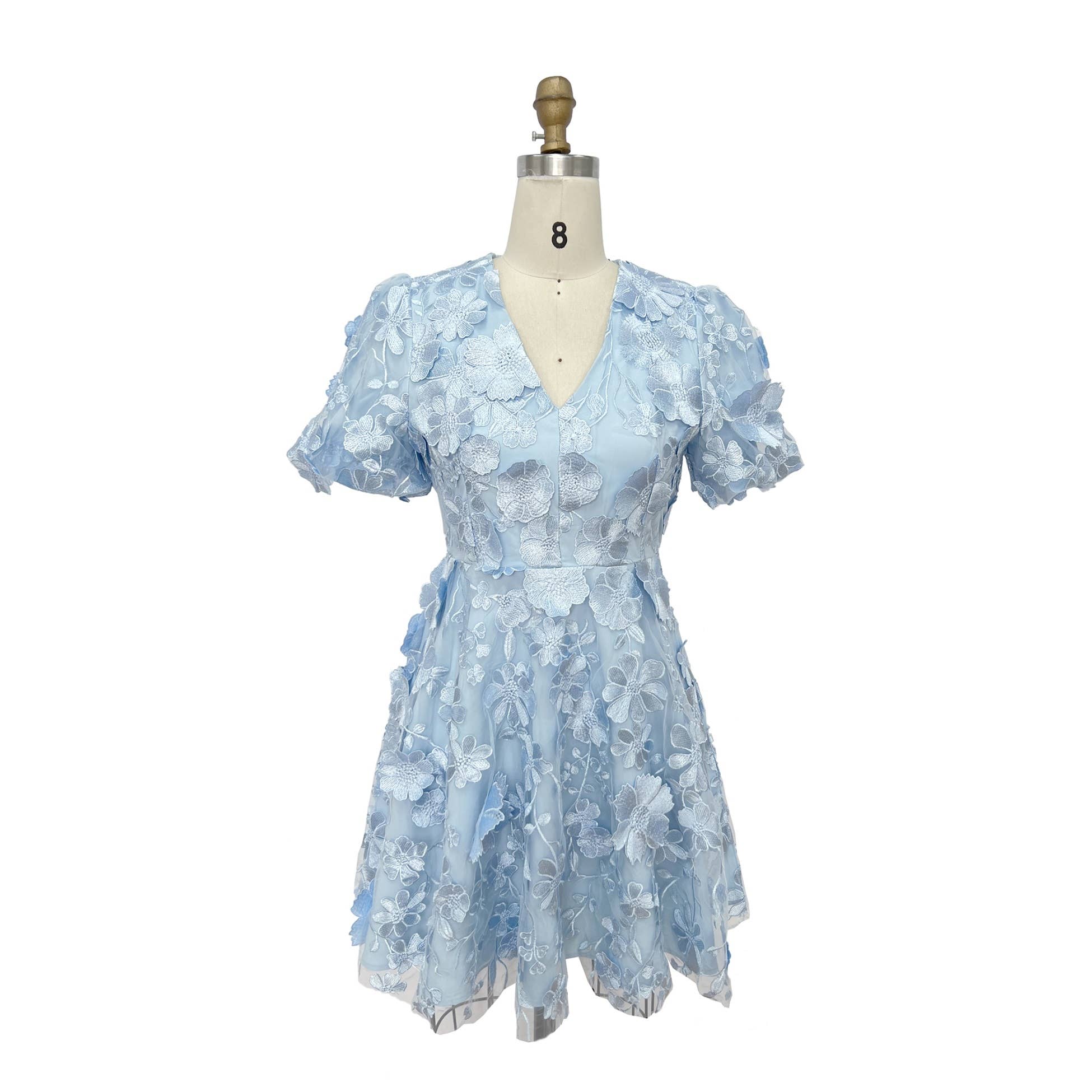 XHHH Inc - Wholesale Dress - Women's - X9035CD.3D Floral Embroidered Mini Dress12