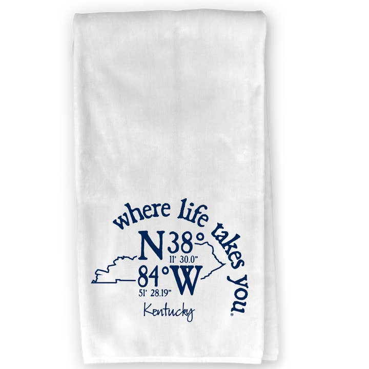 Kentucky Coordinate Kitchen Towel - Where Life Takes You for wholesale by The Buffalo Works