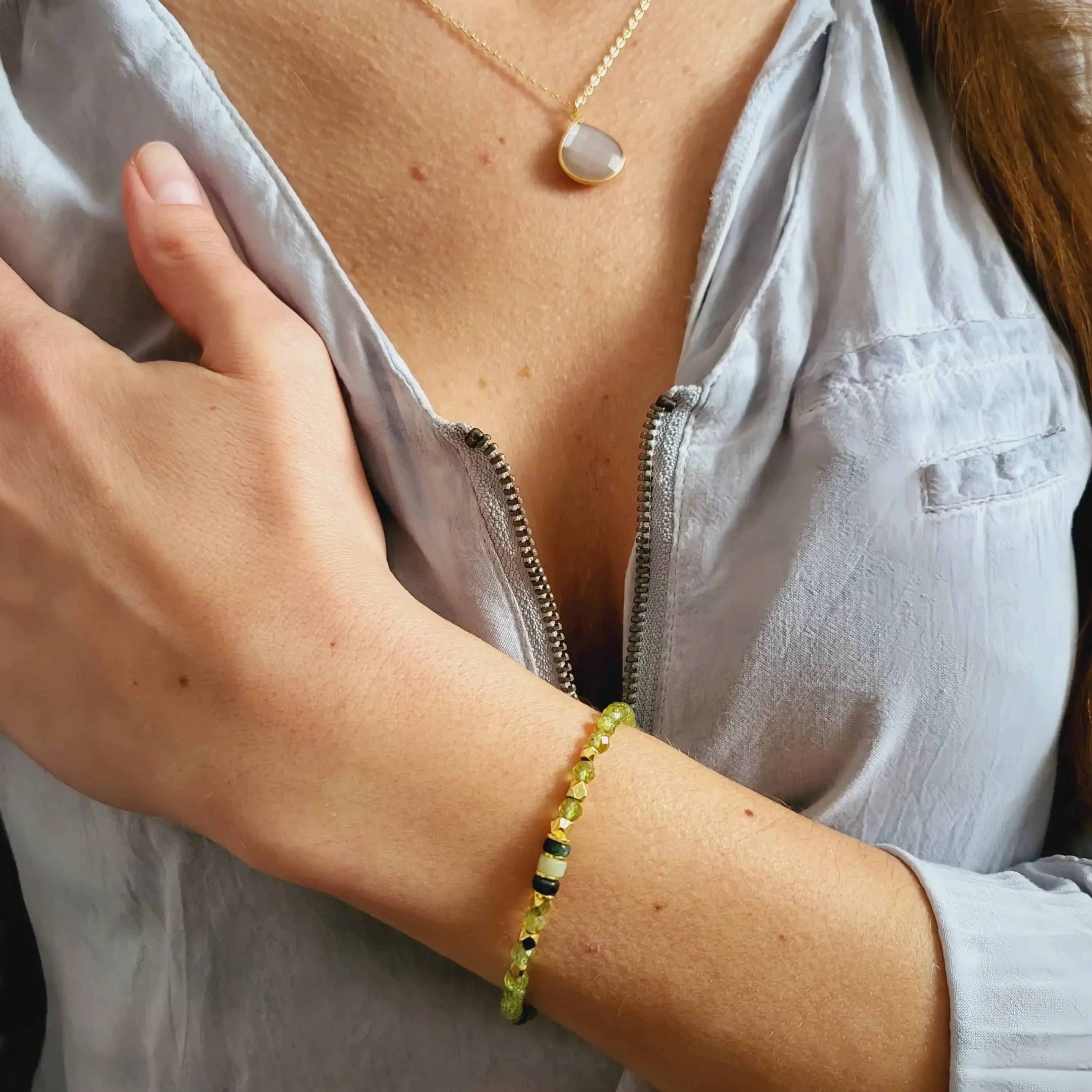 Lila in the Sky – wholesale Beaded bracelet – Green Peridot & Emerald Bracelet2