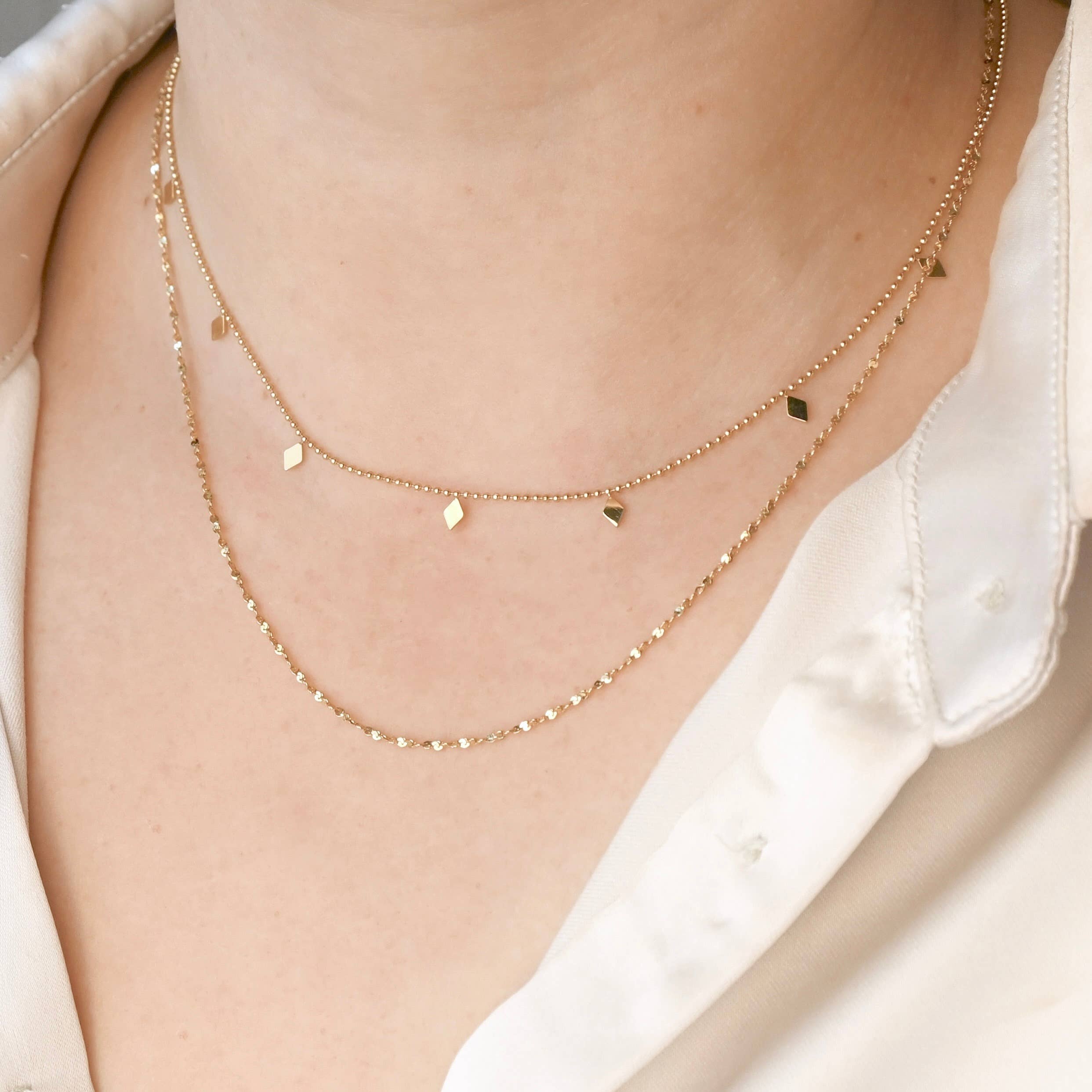 Blueyejewelry - Wholesale Pendant/Charm Necklace - Layered Sequin Necklace - Dangle Beaded Gold Necklace1