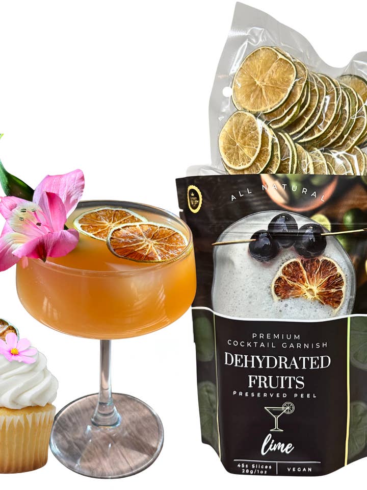 Dehydrated Lime for cocktails | 45± Slices | DRIED FRUITS for Cocktail Garnishes & More for wholesale by PRESERVED PEEL