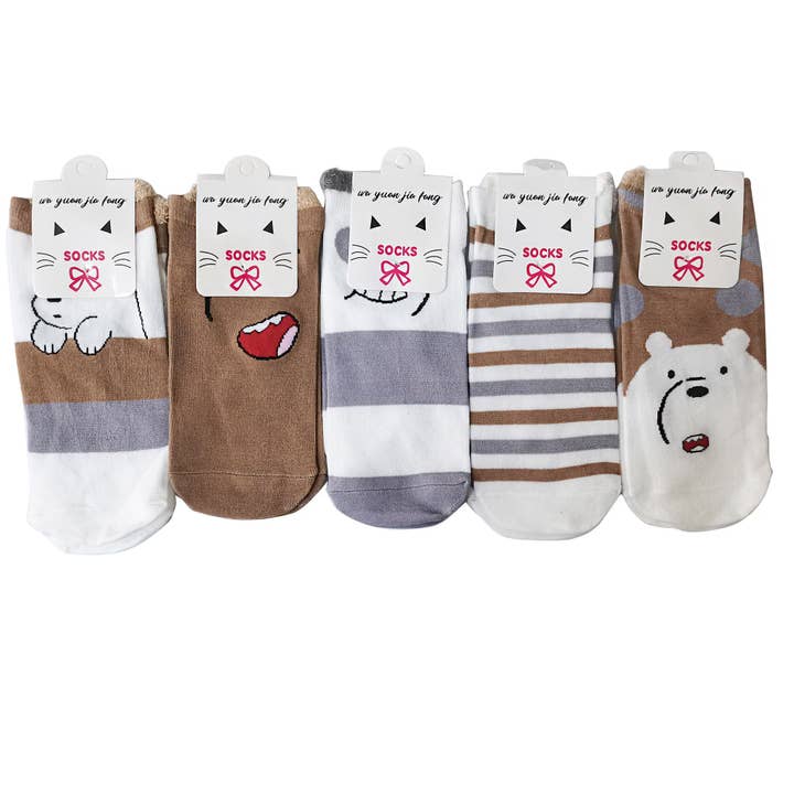 Women's Cute Cartoon Bear Socks SS3208-99 (12PC) for wholesale by TAPA fashion