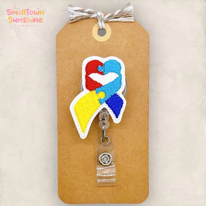 Autism Awareness Ribbon Badge Reel for wholesale by The SmallTownSunshine Company