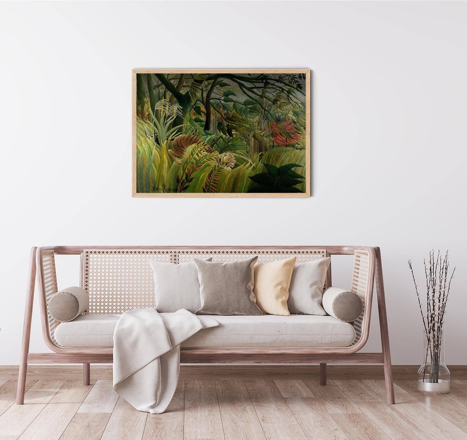 Rock Paper Scissors Wall Art - Vente Affiche d'art - Impression d'art Tigre dans une tempête tropicale par Rousseau4