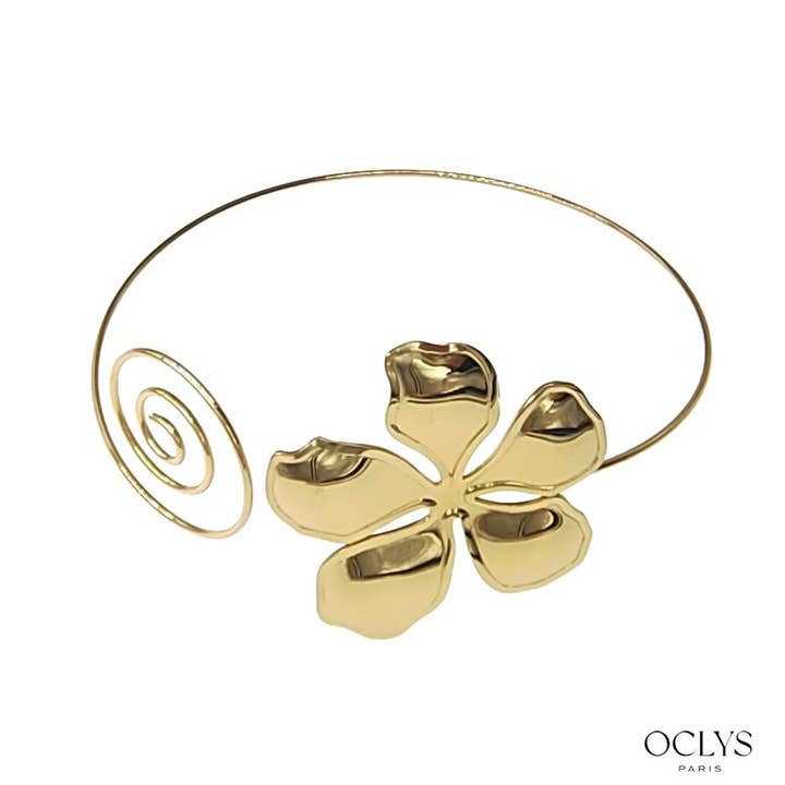 Oclys - Wholesale Cuff Bracelet - Shell flower arm bracelet stainless steel Ali