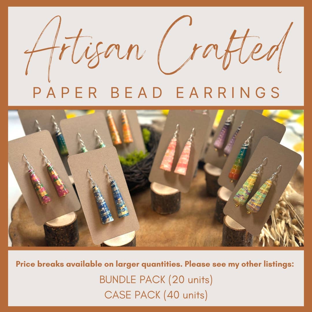 Allison Lake Handmade - Wholesale Dangle Earrings - Eco-Friendly Hand Painted Paper Bead Earrings | Starter Pack1