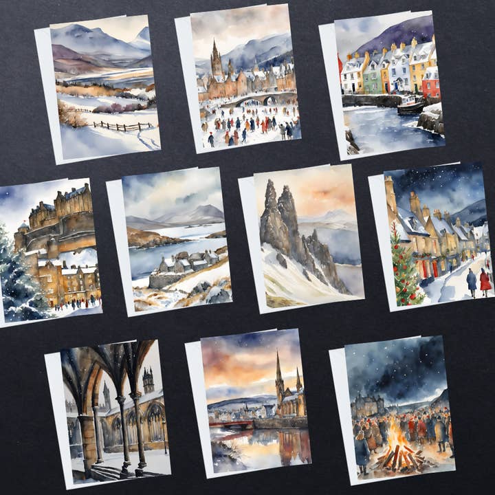 Snowy Scotland Greeting Cards for wholesale by Primrose Thistle