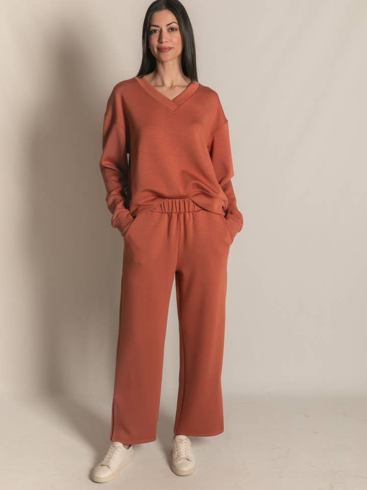 P. CILL Butter Modal Wide Leg Pants with Bottom Slits for wholesale by P. CILL