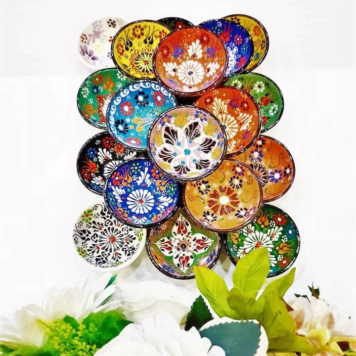 Mediterranean Collection - Wholesale Bowl - Colorful Handmade Ceramic Bowl Bundle - 30 Pcs Assorted1