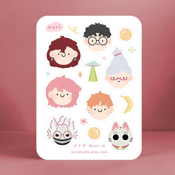 Ddd Anime Karakter Klistermærkeark – Blank Vinyl for engroshandel hos Ouri Studio
