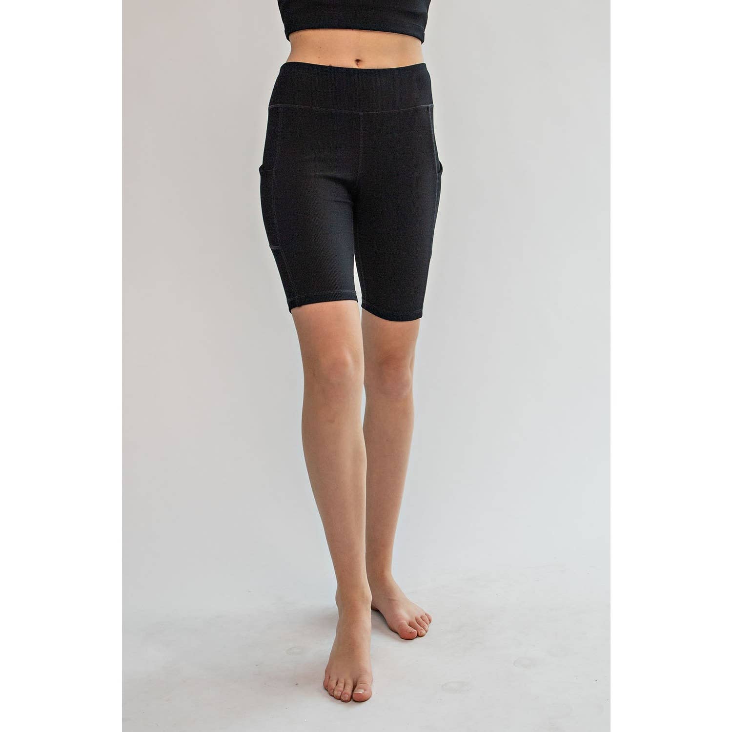 Rae Mode - Wholesale Athletic Shorts - Women's - NYLON RIB BIKER PANTS WITH SIDE POCKETS21