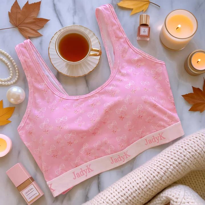 Arya Printed Bralette Collection | Pink Bows | JadyK for wholesale by JadyK