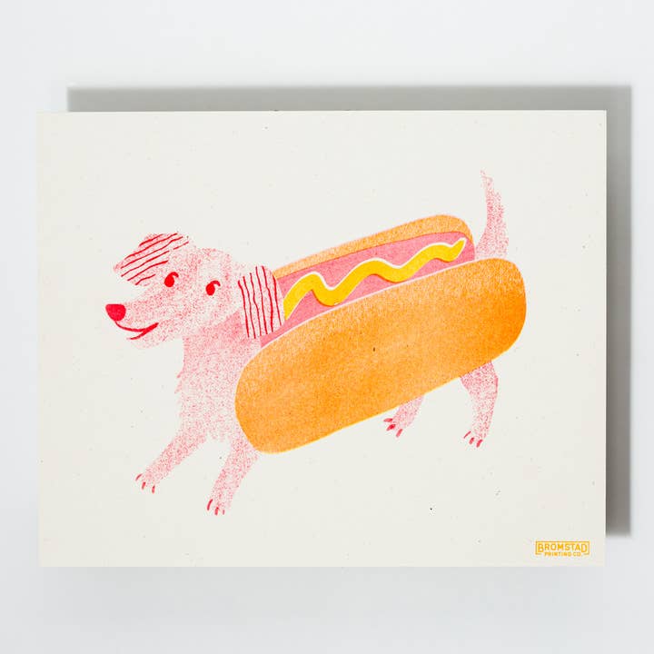 Bromstad Printing Co. - Wholesale Art Print - Hot Dog - Risograph Print1