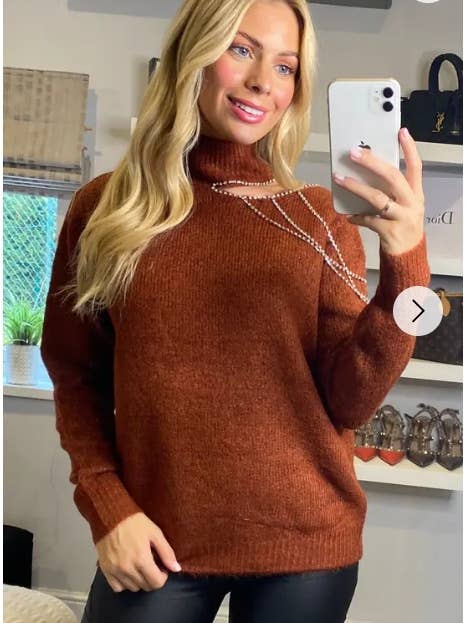 CY FASHION. LONDON - Wholesale Pullover-trui - Dames - Trui met open schouders en kettendetail6