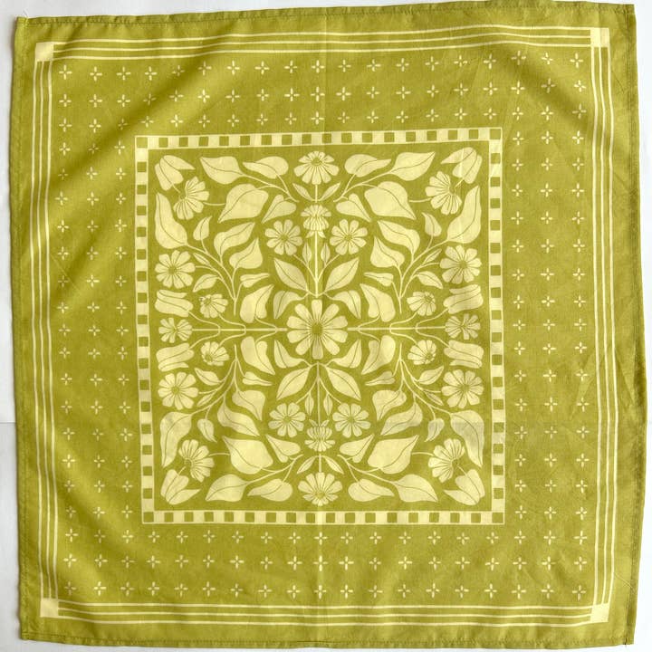 Chelsea Calkins Design - Wholesale Bandana - Women's - Meadow of Daisies Bandana | Illustrated, Floral Design 0