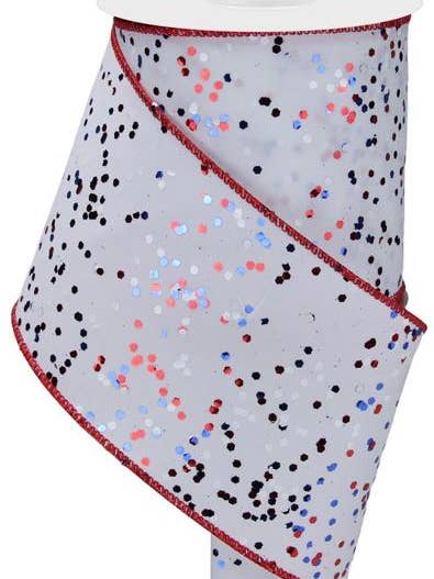 4"X10YD SPRINKLED HEX GLITTER FINISH WHITE/RED/BLUE (G) for wholesale by Waterman's Loft Inc.