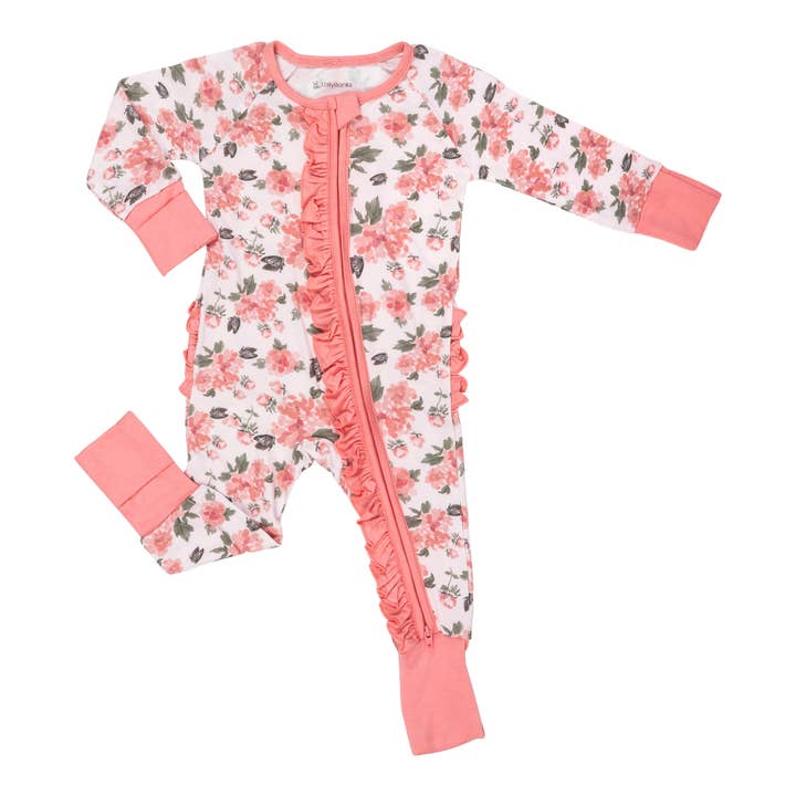 Pretty in peony Baby Girl Bamboo Pajamas for wholesale by LollyBanks
