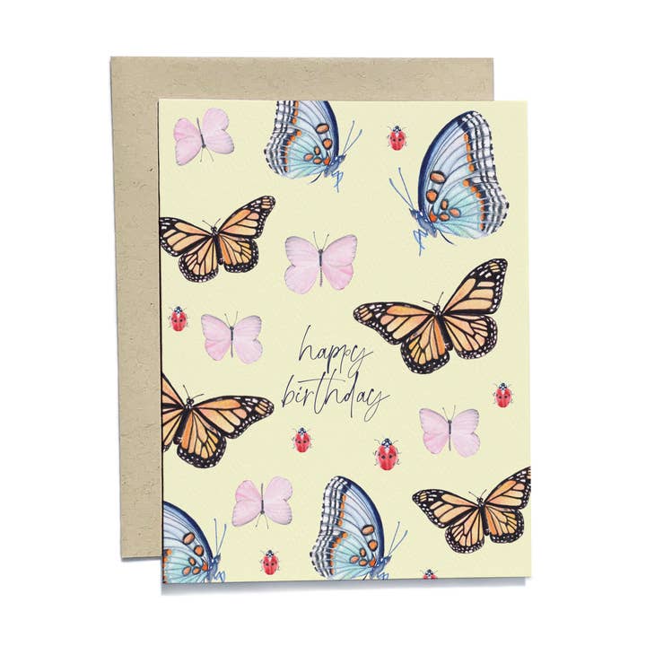 Butterflies Birthday Card for wholesale by Kylie Paper Co.