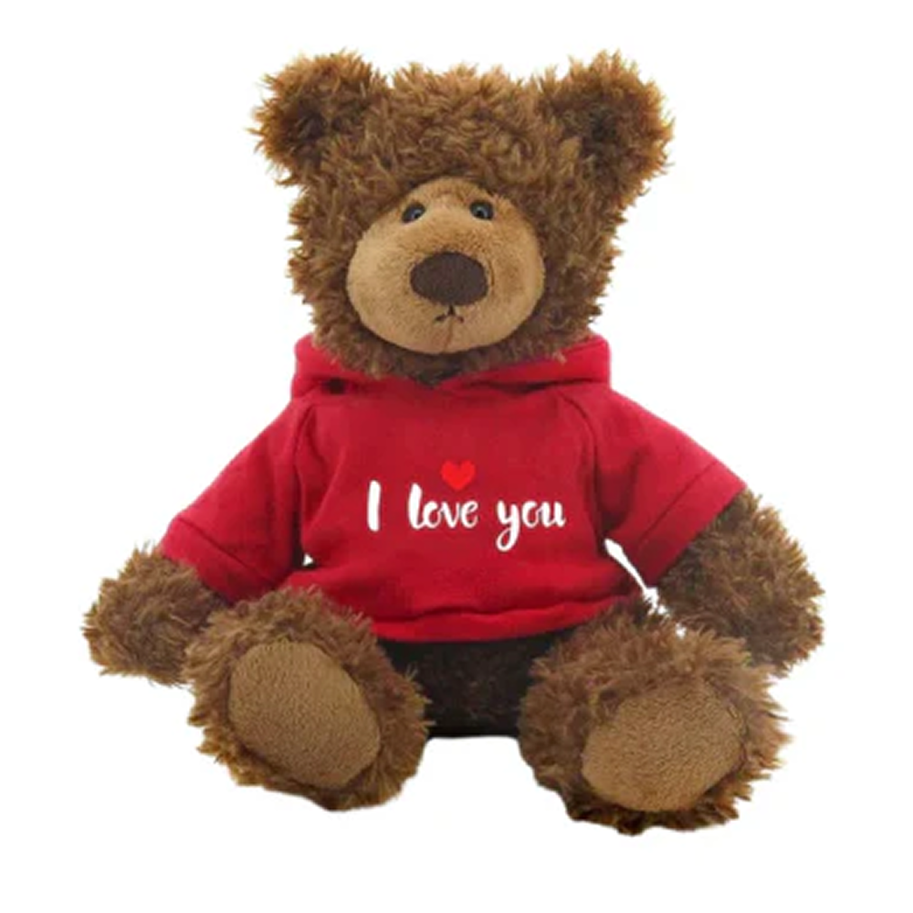 Plushland – wholesale Stuffed/plush toy – Kids & baby – 10" Valentine Chocolate Bears in "I Love You" Hoodie 1