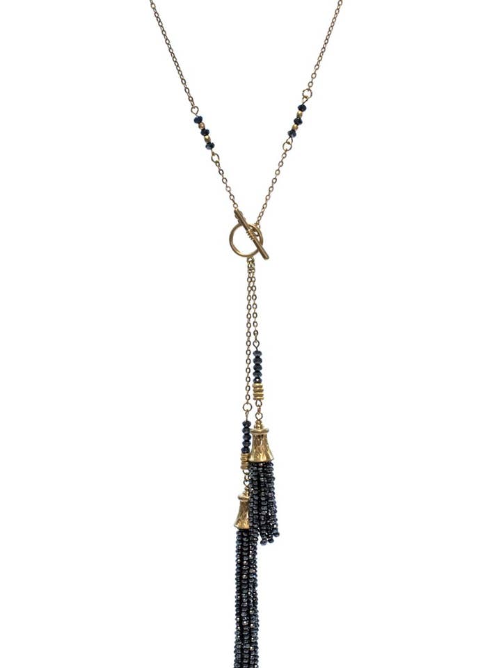 AB Beads Tassel Long Necklace and Dangle Earrings Set for wholesale by Suzie Q USA