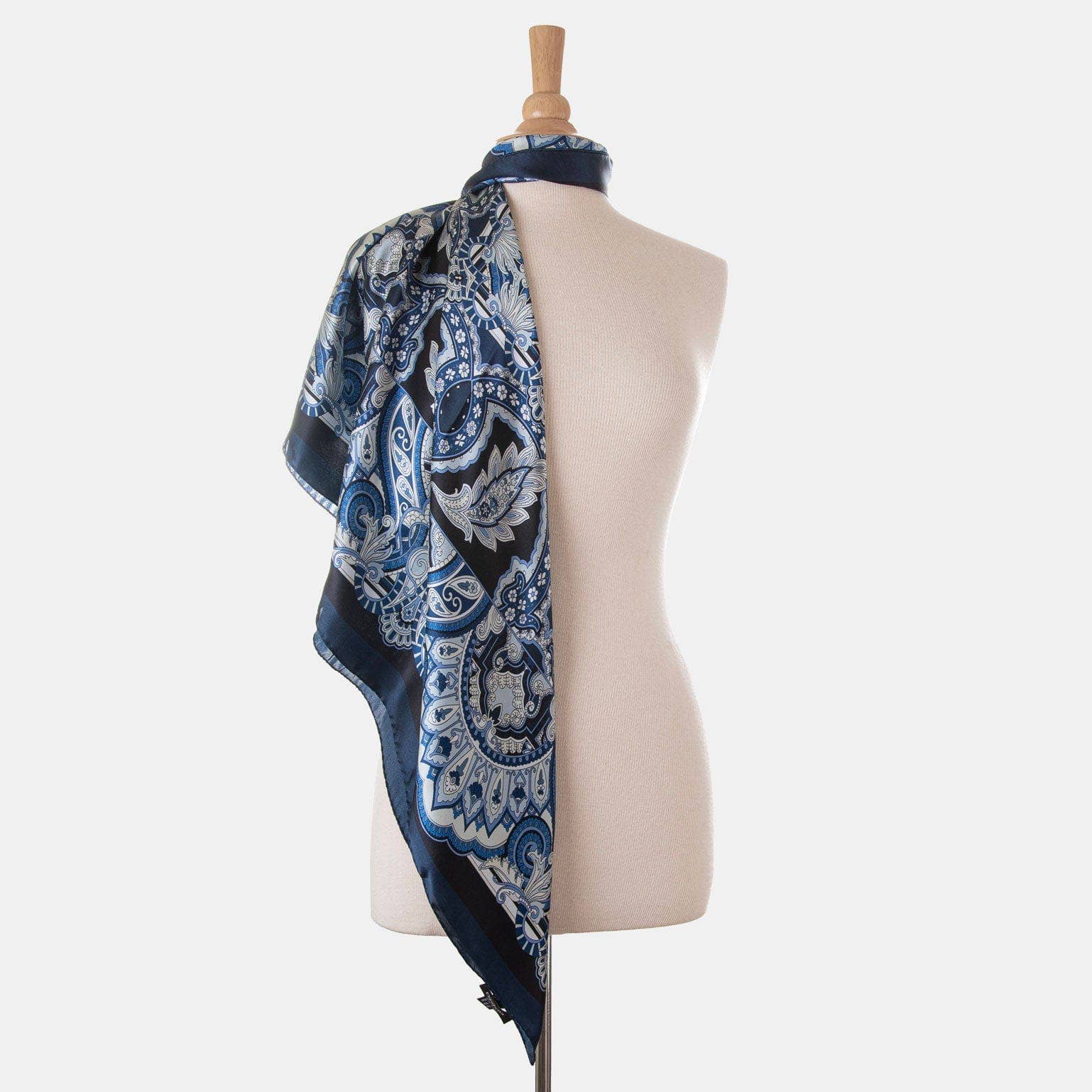 Elizabetta Made in Italy USA - Wholesale Scarf - Women's - Malta - Silk Foulard - Royal Blue10