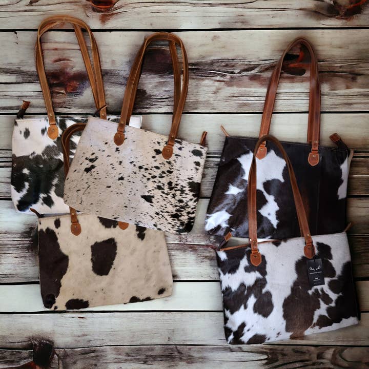 Ranch Junkie - Wholesale Tote Bag - Women's - Genuine Cowhide Large Tote Highlands Black Cowhide Tote